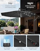 SONGMICS Cantilever Garden Parasol Umbrella 3m with Base Grey GPU118G01V1 view 3