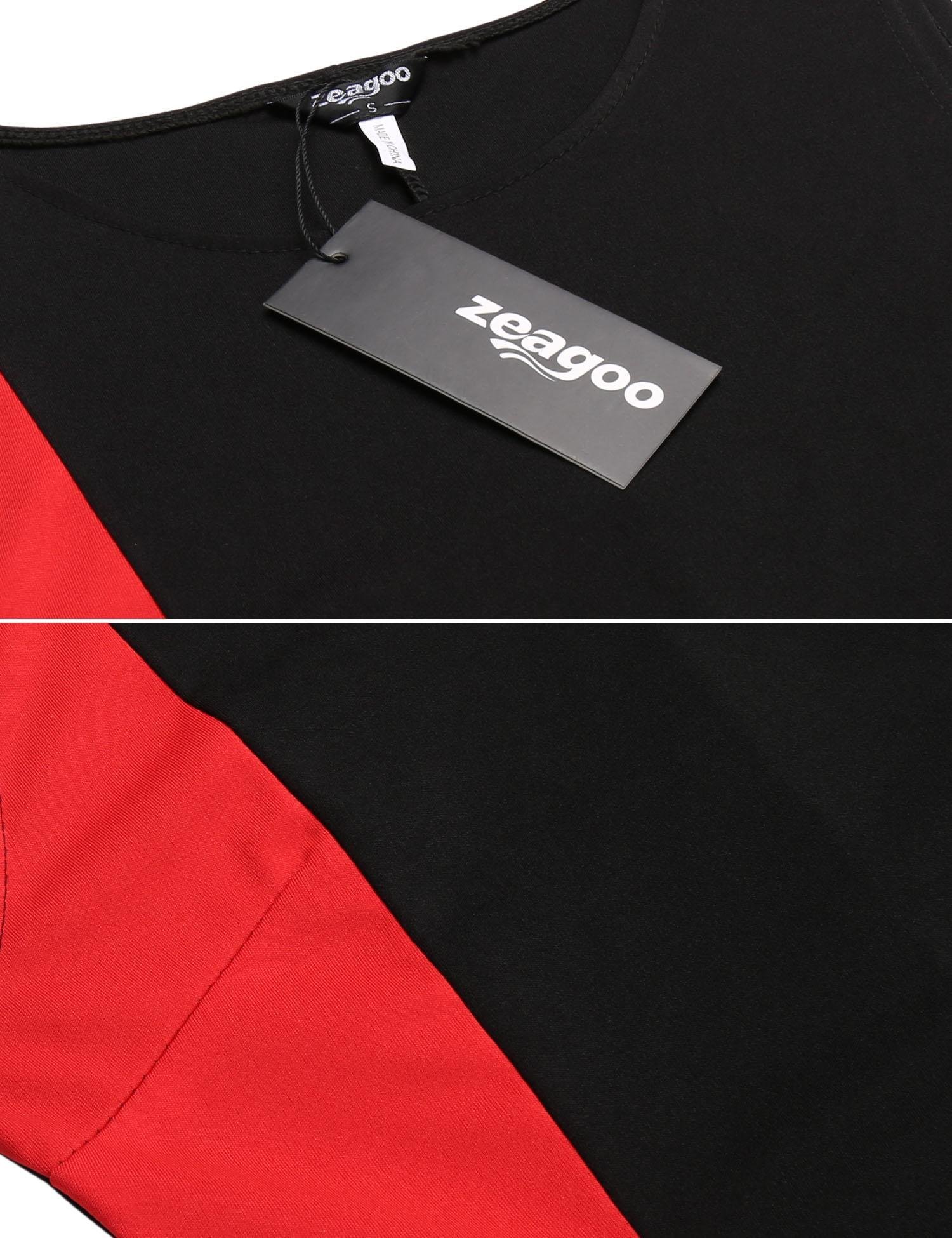 Zeagoo Women Round Neck Slim Fit Above Knee Length Casual Dress