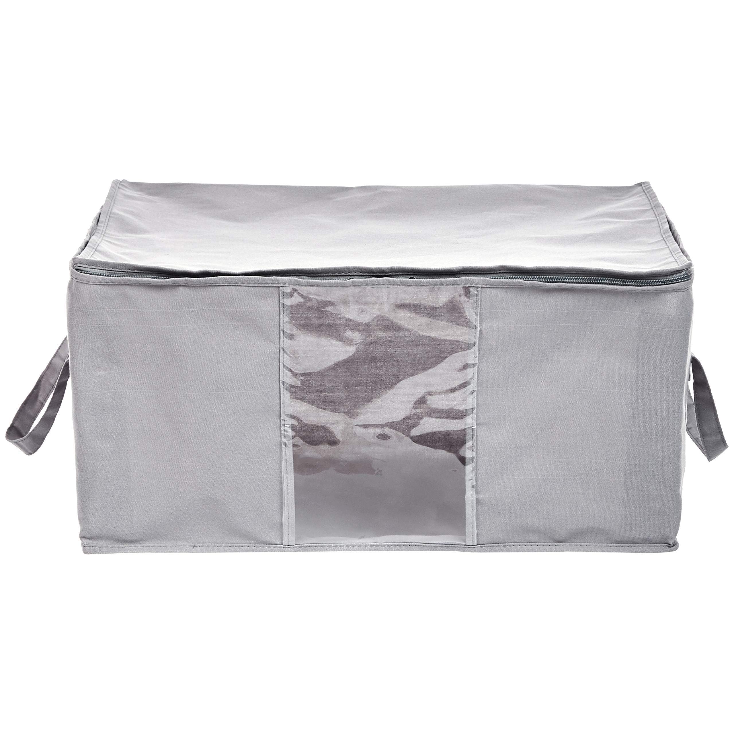 Amazon Basics Zippered Storage Bags with Window, Grey, Clear, 59.9 x 44.7 x 28.7 cm