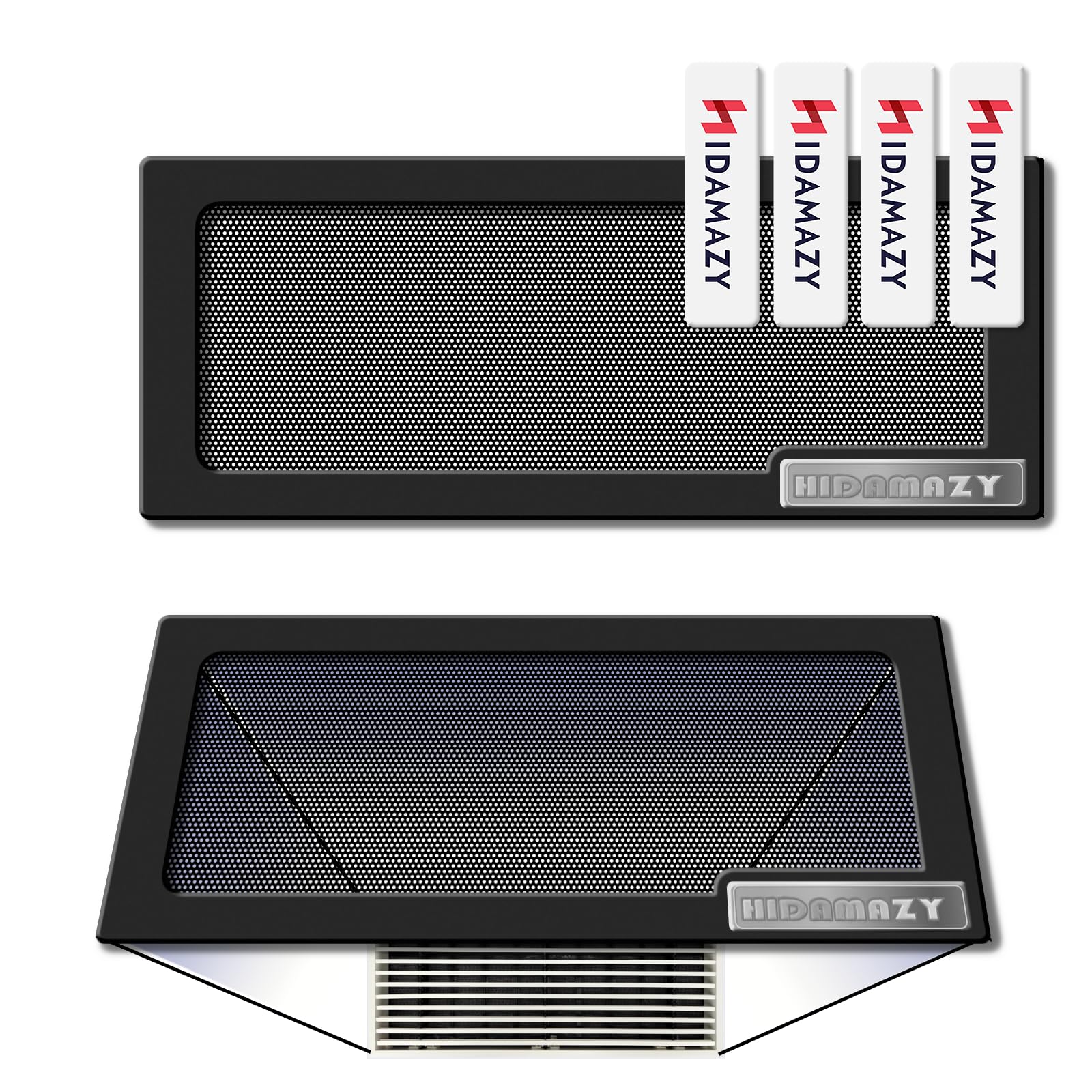 Floor Register Vent Cover 254x102mm, Air Vent Screen Cover Magnetic Vent Covers for Ceiling Vent Register PVC Mesh Cover for Home Ceiling/Wall/Floor Air Vent Filters (Black, 2 Pack, 4x10In)