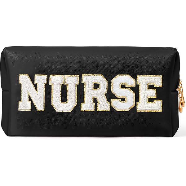 CY2SIDE Make-up-Tasche 'Nurse' Mit Chenille-Buchstaben – Wasserdicht, Rosa, Perfekt Als Geschenk Für Krankenschwestern