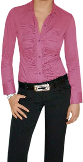 DIVA-MODE Damen Bodybluse,Blusenbody in Rosa oder Weiß
