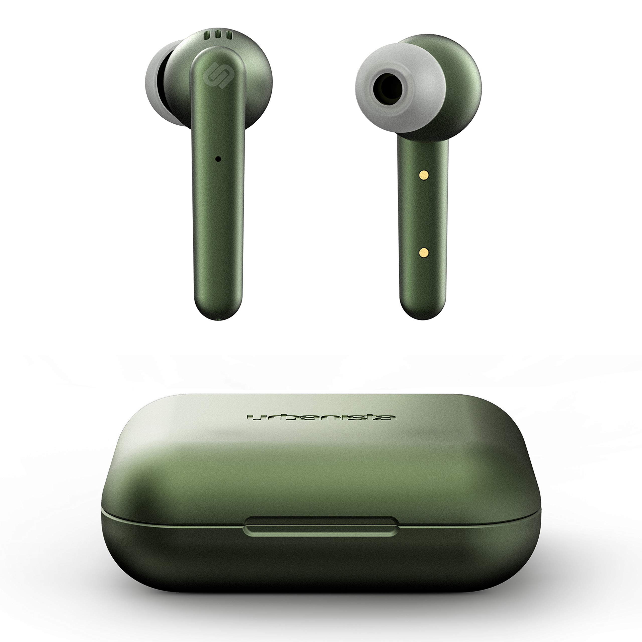 Urbanista Paris True Wireless Earphones 20H Playtime Wireless Charging Case and Bluetooth 5.0, Noise Cancelling Earphones with Touch Controls + Built-in Mic, Compatible with Android and iOS – Green