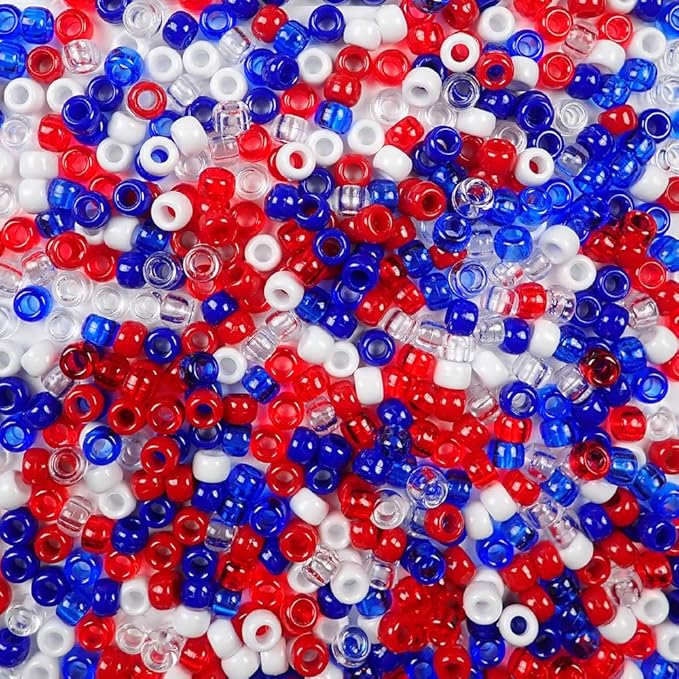Amazon Com Patriotic Red White Blue Mix Plastic Craft Pony Beads