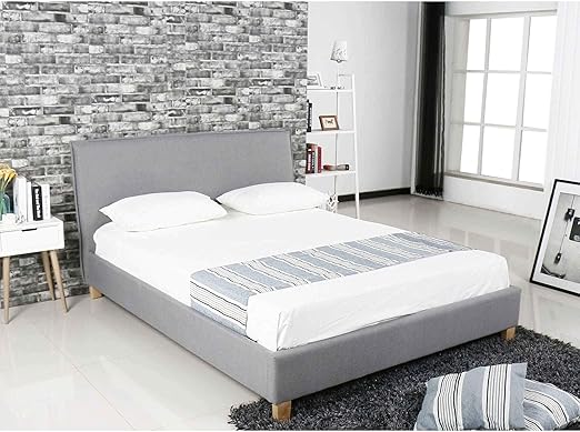 Decoinparis Lit Scandinave En Tissu Brook Gris 160 X 200 Cm