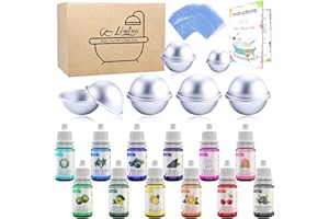 LIMINO 12 Pieces Bath Bomb Mold Set with 12 Soap Dye, Shrink Wrap Bags - DIY Bath Bombs Making Supplies Kit - Food Grade Skin Safe Bath Bomb Dye for Soap Coloring, Crafting Fizzles - with Instructions