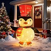 Lighted 28 Inch Outdoor Christmas Penguin, Pop Up & Collapsible Plush Penguin Decor with 50 Pre-lit Warm White LED Lights, Holiday Decoration for Porch, Yard, Lawn and Garden