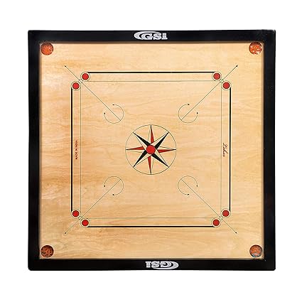 GSI Superior Matte Finish Full Size Carrom Board with Coins Striker and Boric Powder, Beige (Large 32 inch)