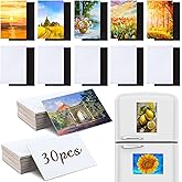 Honoson 30 Pack Magnetic Canvas Panel for Painting 4 x 6 Inch Large Square Flat Canvas Board with Magnet Back Art Gift Craft Set Bulk Pack Tiny Thin Canvases for Refrigerator Decor