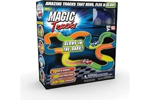 Ontel Magic Tracks 10 Foot Glow In The Dark Bendable Flexible Racetrack with LED Light-Up Race Car, Educational Playset Birthday Gift for Ages 3+