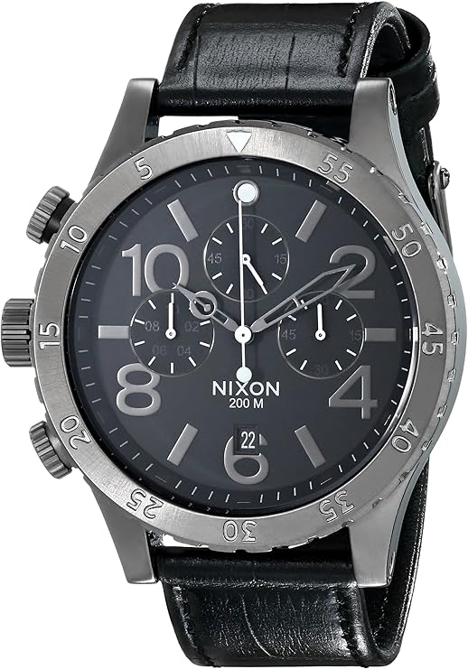 Nixon Reloj cronógrafo de Acero Inoxidable para Hombre 48-20 Gun Rose con Correa de Cuero