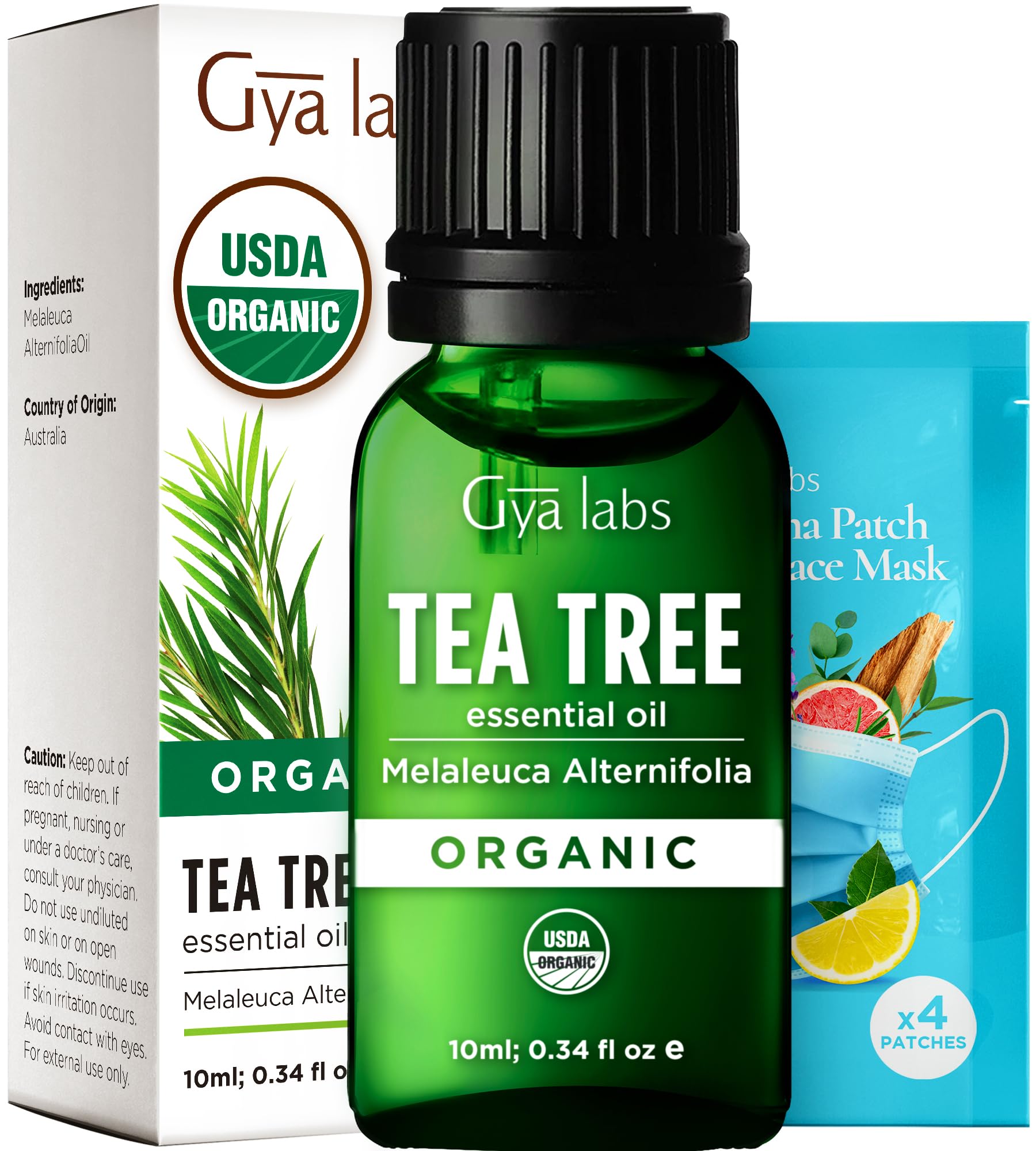 Gya Labs Organic Tea Tree Oil for Skin - 100% Pure Natural Australian Tea Tree Oil for Hair, Face, Toenails, Scalp & Piercings, Refreshing Aromatherapy (10 ml)