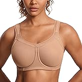 SYROKAN Women's High Impact Removable Pads Sports Bra Underwire Full Coverage Support Workout Running Bra