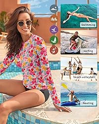 WOWENY Women Rash Guard Long Sleeve Swimsuit Top