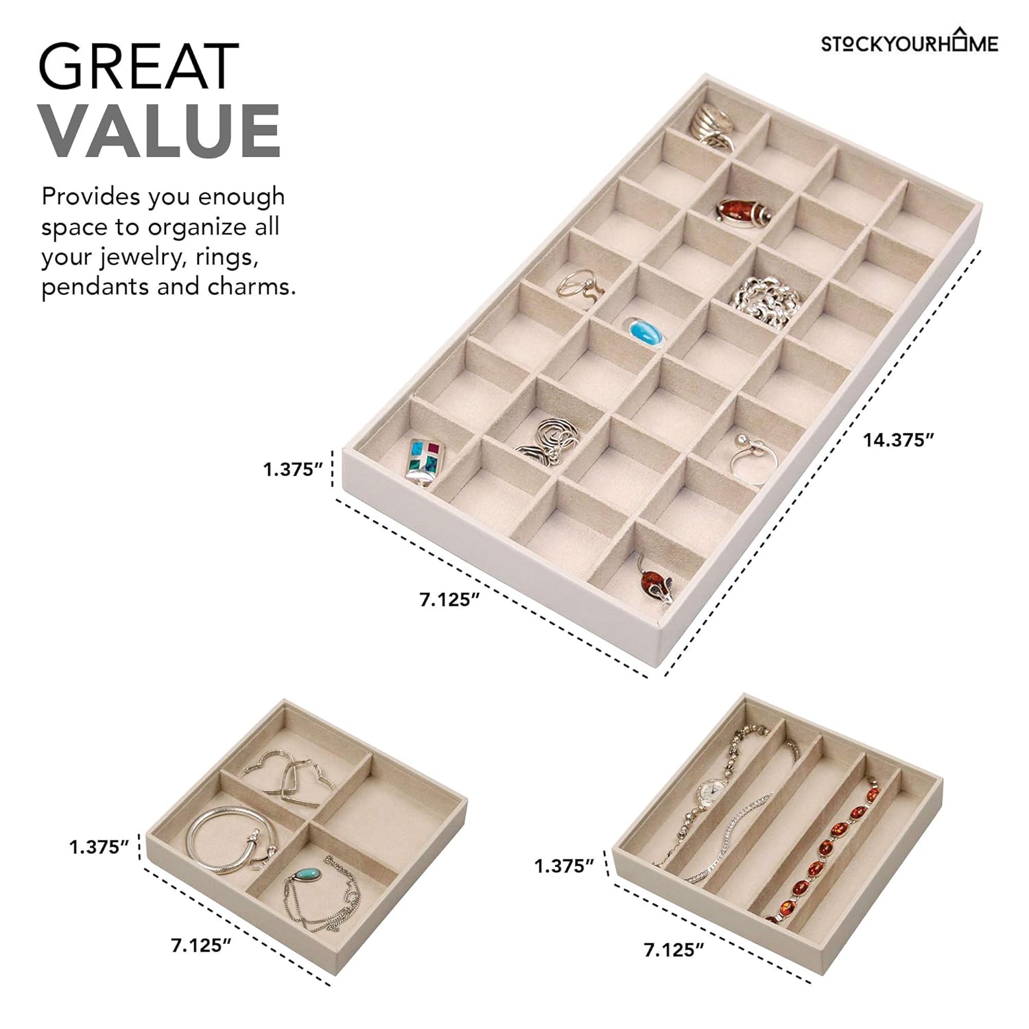 Stock Your Home Stackable Jewelry Organizer Trays for Jewelry Showcase