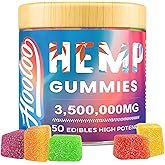 HOOLOO Hemp Gummies for Adults, 6 Fruity Flavors for Deep Bedtime, Relax, Hemp Gummy Infused Vitamins and Omega 3, Made in US