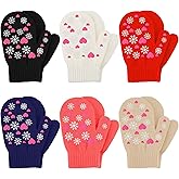 Cooraby 6 Pairs Toddler Magic Stretch Mittens Winter Unisex Baby Knitted Gloves Mittens