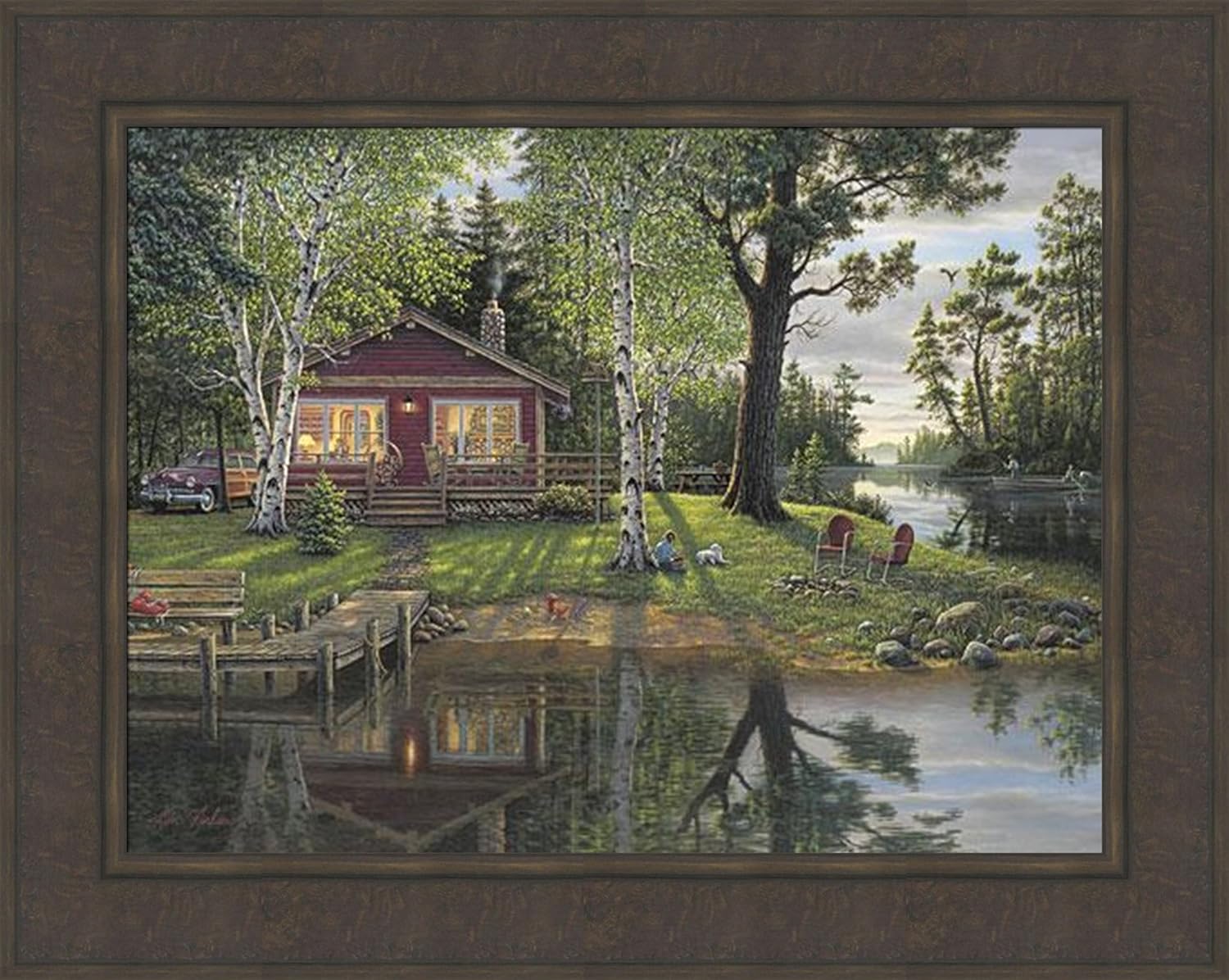 Amazon Com Simpler Times By Kim Norlien 24x30 Log Cabin Lake