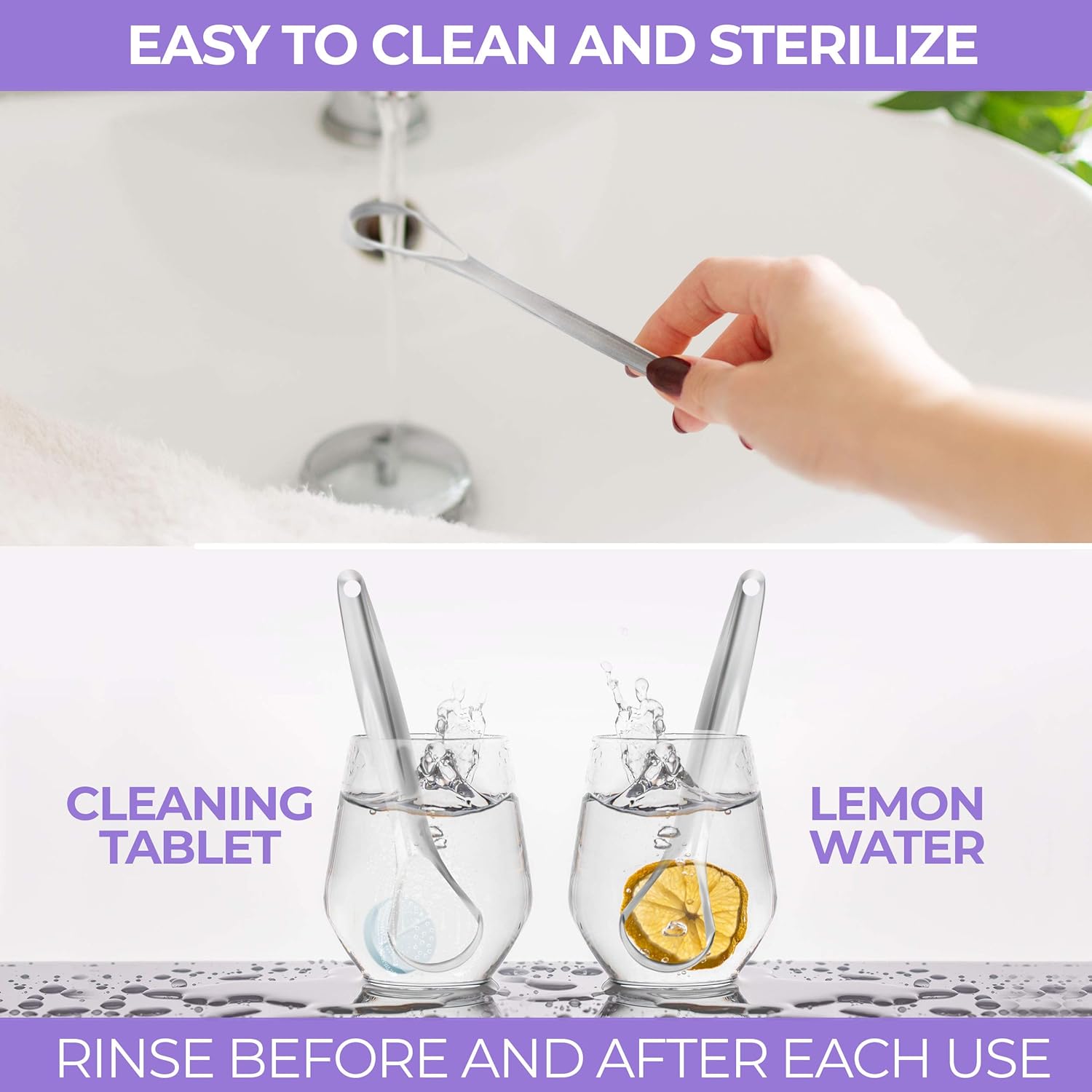 Tongue Scraper (2 Pack), Reduce Bad Breath (Medical Grade), Stainless Steel Tongue Cleaners, 100% BPA Free Metal Tongue Scrapers Fresher Breath in Seconds : Beauty