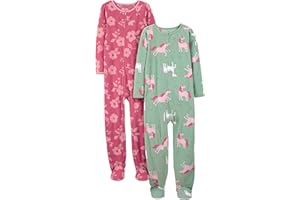 Simple Joys by Carter's Girls' 2-Pack Loose-fit Fleece Footed Pajamas
