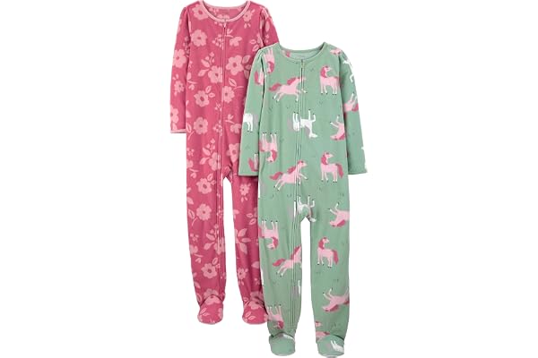 Simple Joys by Carter's Girls 2-Pack Loose-fit Fleece Footed PajamasPajama Set