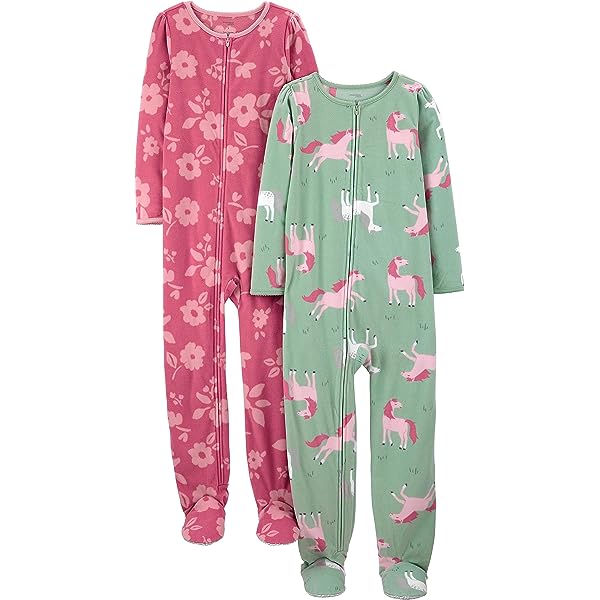Big Feet PJs Toddler Fleece Footed Pajamas - Brown With Hearts, Non-Slip Soles - View #2