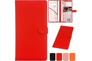 Car Registration and Insurance Holder, Srandme Leather Magnetic Shut Vehicle Glove Box Organizer for Document, Card, Driver L