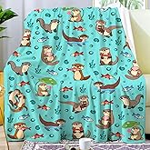 MezoCOCO Sea Otter Blankets for Kids Girls Plush Sea Otters Blanket Throw Stuff Bedding Otter Gifts for Girls Kids Boys Women Adults Animal Lovers Birthday Party Decorations 50"X40"