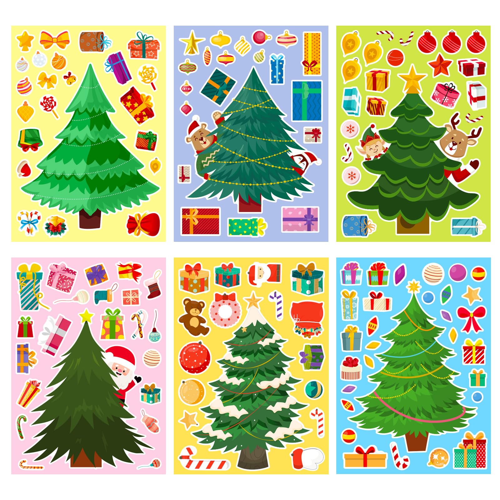 18 Cartoon Christmas Puzzle Stickers - Creative Handmade DIY Party Game & Educational Stickers - Christmas Tree — image 1