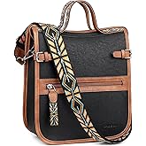 FADEON Crossbody Bags Purses for Women Designer Cross Body Shoulder Bag Purse PU Leather Top Handle Handbag Wide Strap