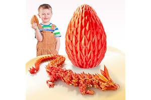 meturebear 3D Printed Dragon Egg with Dragon Inside, Fidget Toy,Stuff Fun Gift, Decor for Home Office Car Desk, Gifts for Kids, Classroom Rewards (Red Yellow)