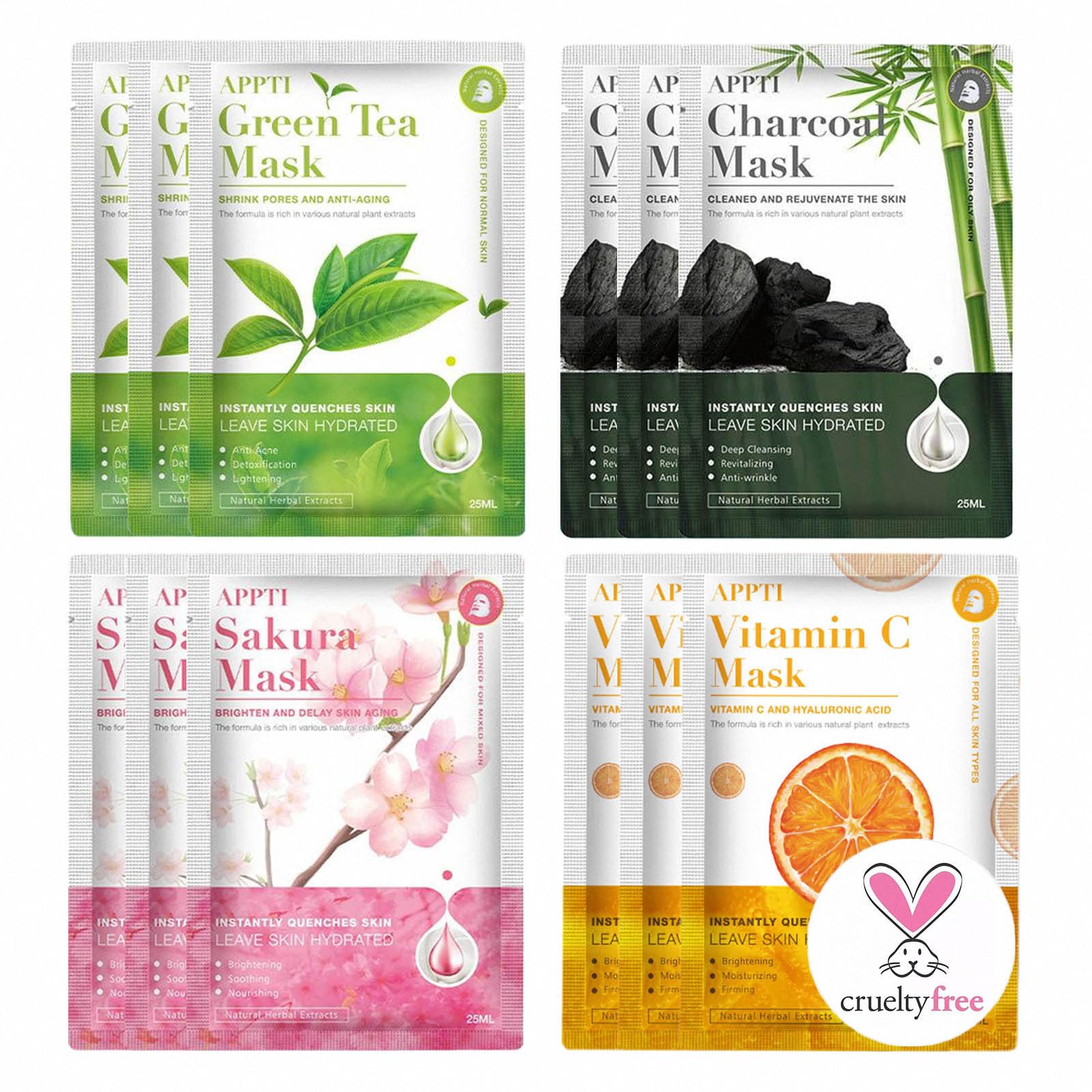 Somnr 12 PCS Sheet Face Mask Set, Natural Plant Extracts, Hydrating, Brightening, Anti-aging, Brightening, Moisturizing Sheet Masks Multipack, Daily Care Face Masks Skincare for All Skin Types