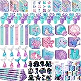 BenLouis 120Pcs Mermaid Party Favors Little Mermaid Pencils Stickers School Stationery Bulk for Kids Sea Birthday Decor Baby Shower Candy Goodie Bag Stuffer Classroom Rewards Pinata Supplies