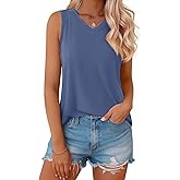 MAGCOMSEN Womens Tank Tops Summer Sleeveless V Neck Tops Loose Fit Casual Basic UPF 50+ Tee Flowy Trendy T-Shirts