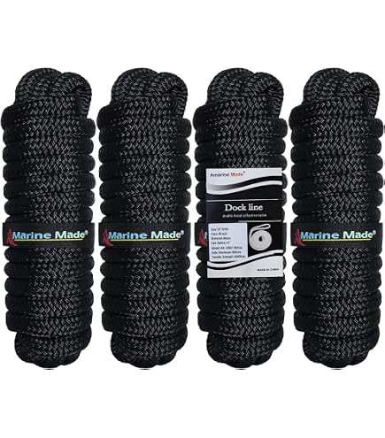York Line Cover Rope Corde Marine 2 Pack 1/2 Inch 20 FT Double Braid Nylon Dock Line Mooring ...