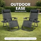 Straame Zero Gravity Chairs Set of 2 Folding Reclining Garden Chairs Black view 8