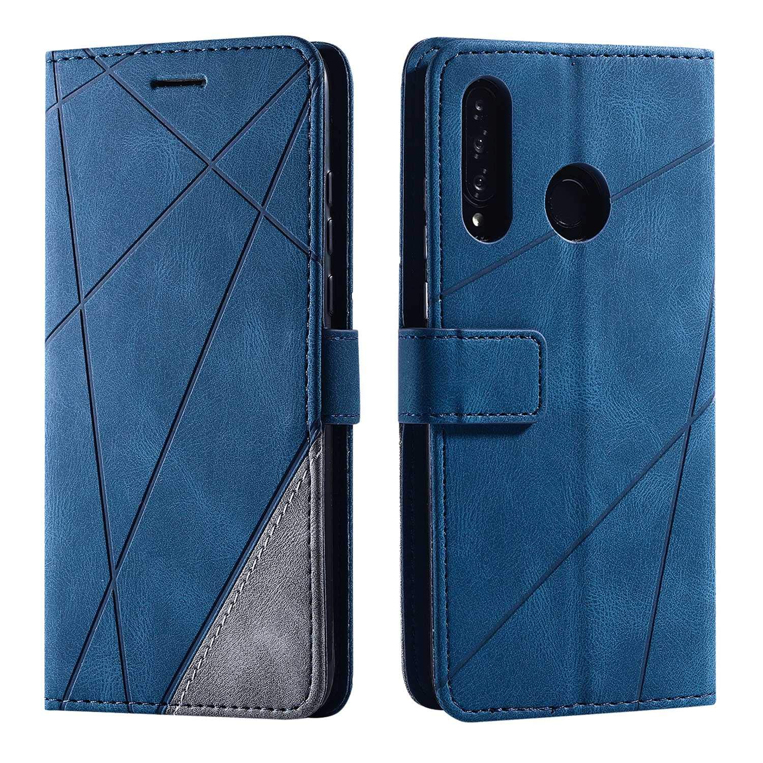 SONWO Huawei P30 Lite Case, PU Leather Wallet Case with Magnetic Closure and Flip for Huawei P30 Lite, Blue