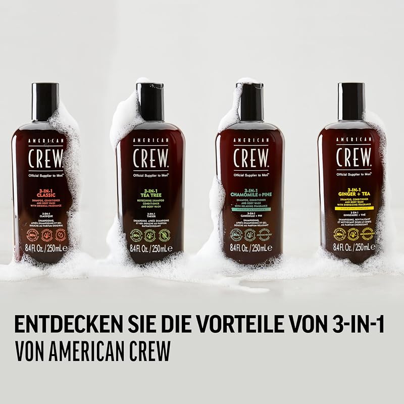 – 3-in-1 Ginger & Tea Shampoo, Conditioner & Body Wash, 250ml, Pflegeshampoo und Duschgel für Männer, Produkt für die tägliche Reinigung von Körper und Haar
