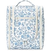 Narwey Hanging Toiletry Bag Women Travel Makeup Bag Organizer Toiletries Bag for Travel Size Essentials Accessories Cosmetics (Medium,Little Blue Flower)