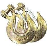 1/2" Clevis Chain Hooks, 2 Pack Heavy Duty Clevis Slip Hook with Safety Latch, Forged G70 Safety Chain Hooks for Trailer Transportation Towing Winches, 48,000LBS Capacity for Heavy Load