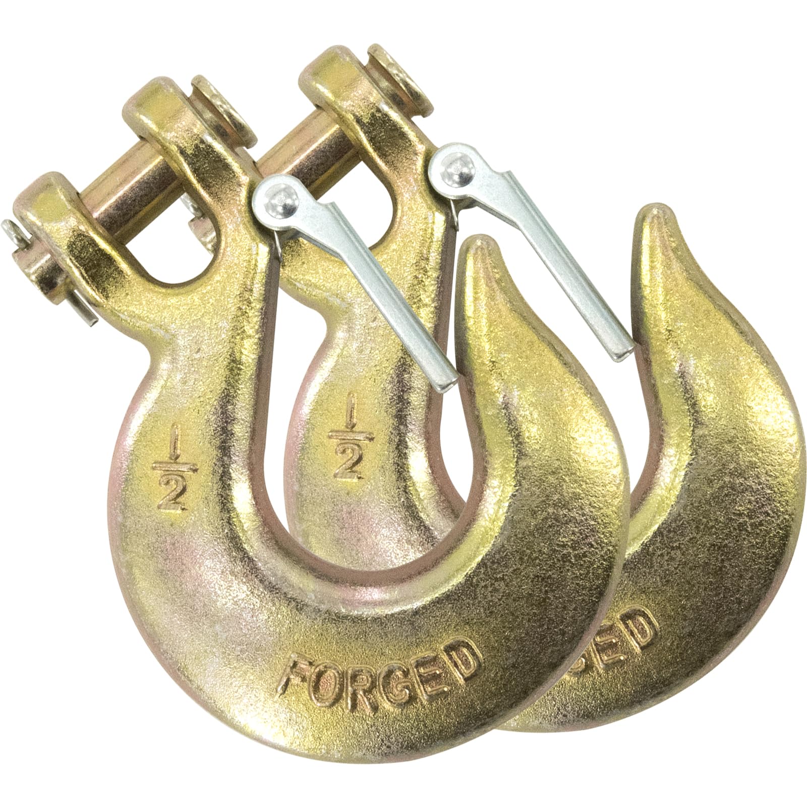 Photo 1 of 1/2" Clevis Chain Hooks, 2 Pack Heavy Duty Clevis Slip Hook with Safety Latch, Forged G70 Safety Chain Hooks for Trailer Transportation Towing Winches, 22,000LBS Capacity for Heavy Load