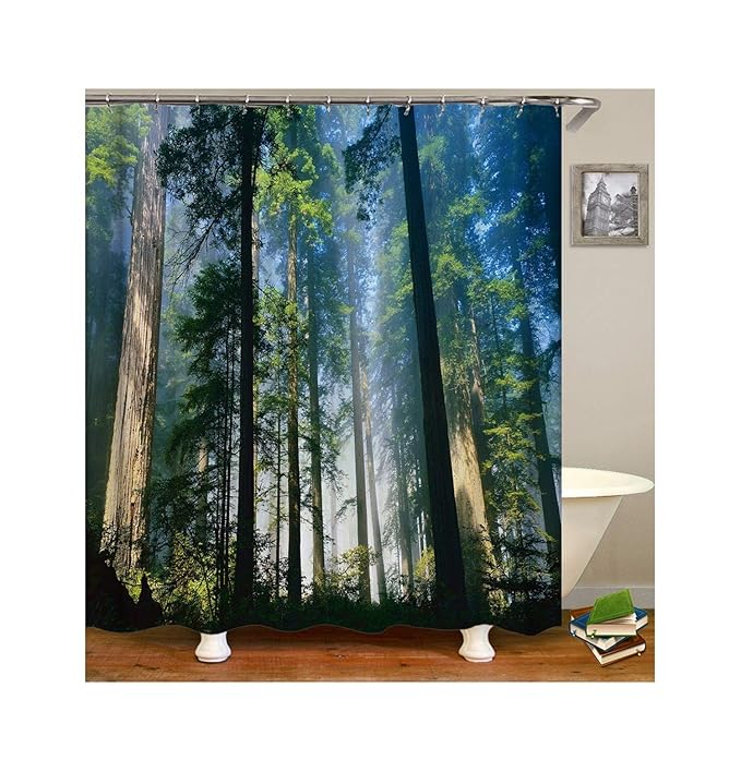 Epinki Polyester Bad Vorhang Wald Muster Badewanne Vorhang Mehrfarbig für Badewanne 180x180CM