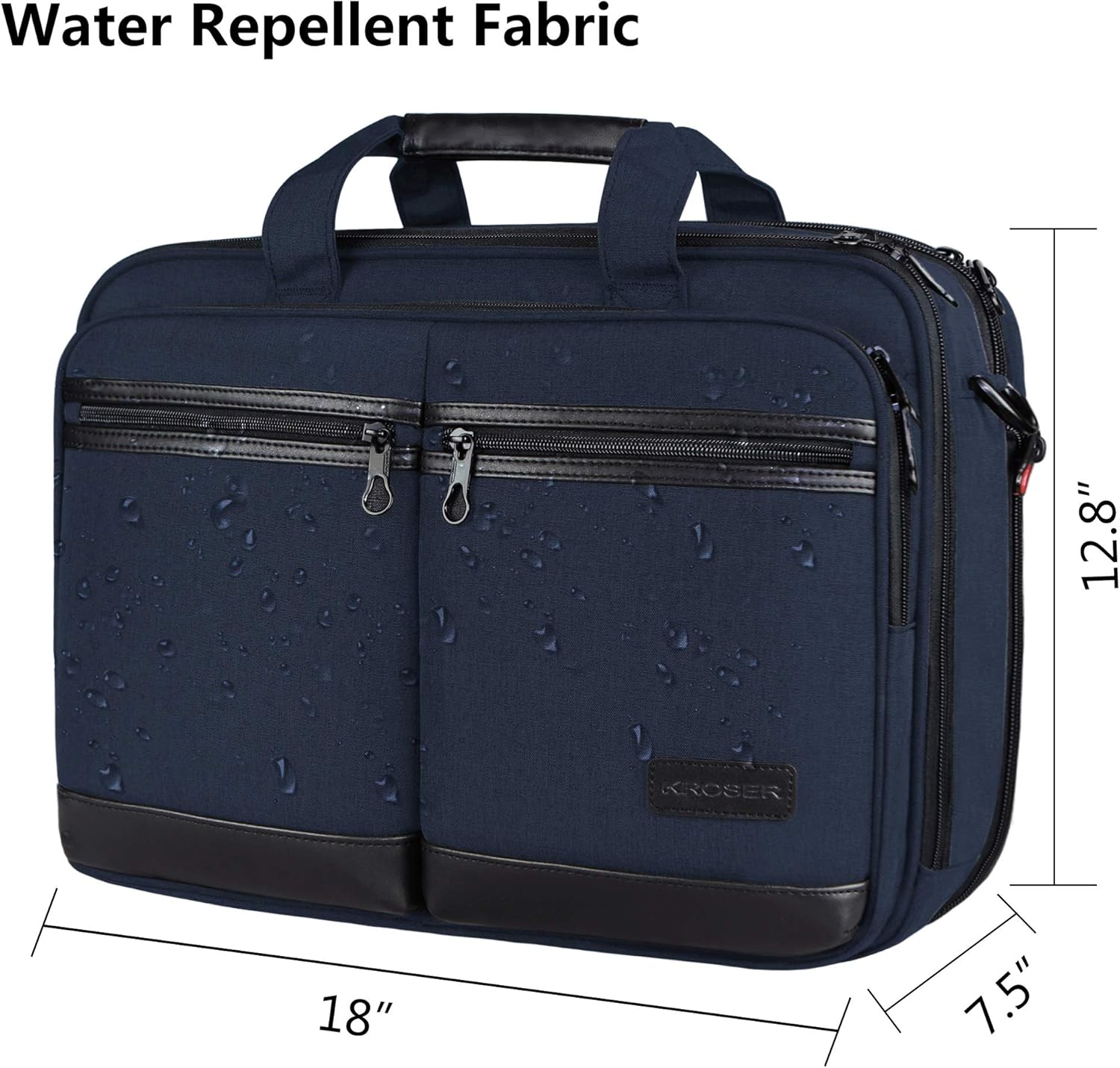 KROSER Laptop Bag Stylish Laptop Briefcase Fits Up to 17.3 Inch Laptop Expandable Water-Repellent Shoulder Messenger Computer Bag with RFID Pocket for Travel/Business/School/College/Men/Women-Navy: Computers & Accessories