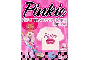Lovein Pinkie Printable Heat Transfer Vinyl for T Shirts (10 Sheets, 8.5x11”) Iron On Transfer Paper for Light Colored Fabrics Heat Transfer Paper for Inkjet Printer (Light Pro)…