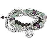 SPUNKYsoul Lotus New Beginnings Bracelet Hematite for Healing Stack Bracelet Set Collection