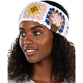 Funky Junque Women’s Fleece-Lined Knit Headband – Confetti Ear Warmer for Winter, Cozy Sherpa Interior, Soft Stretch Fit - Multi-Color Crochet - White