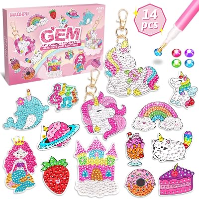 Maqhpu 5D Diamond Painting Keychain Kit for Girls Arts Craft Set