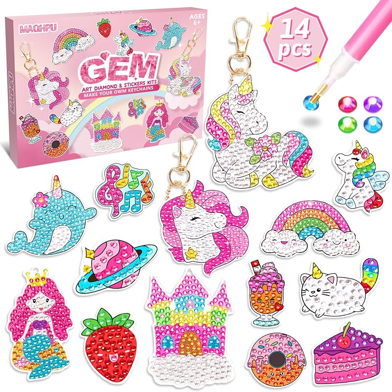 Maqhpu 5D Diamond Painting Keychain Kit for Girls Arts Craft Set