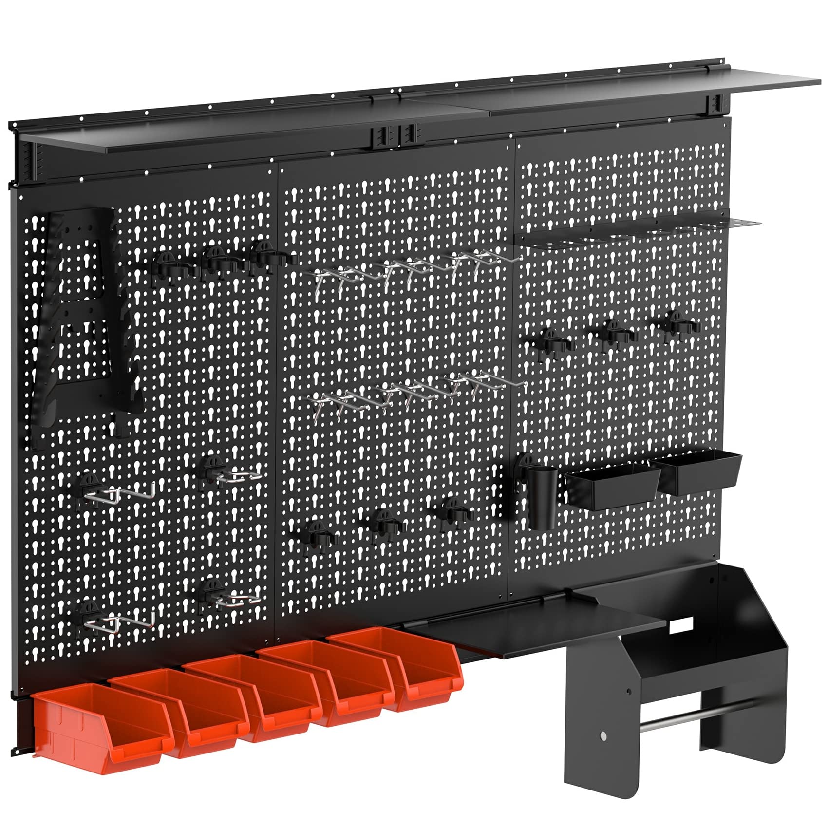TORACK Metal Pegboard Wall Organizer 4ft Wide, Tool