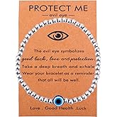 Mikovivi Animal Evil Eye Bracelet for Women, Silver Good Luck Love Protection Beaded Bracelet Jewelry for Mom Sister Birthday Christmas Inspirational Gifts